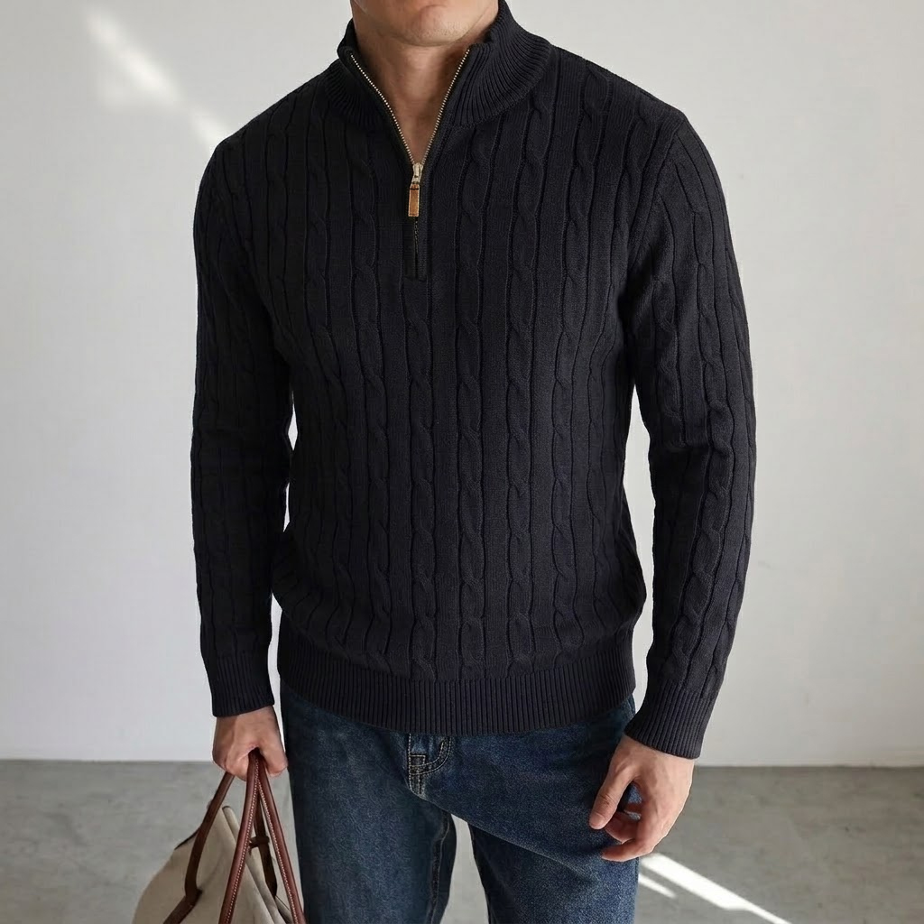 New Men's Cable Knit Half Zip  - Coat Rack Standing review and price