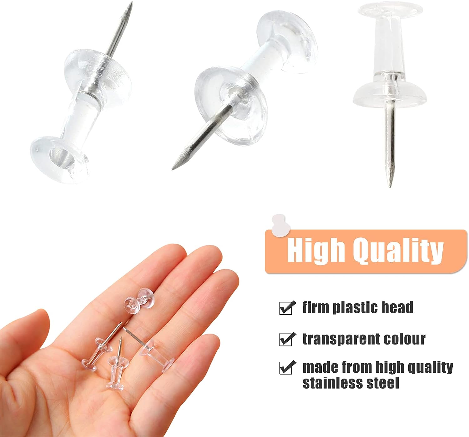 50/100Pcs Push Pins Transparen - Office Furniture Online review and price