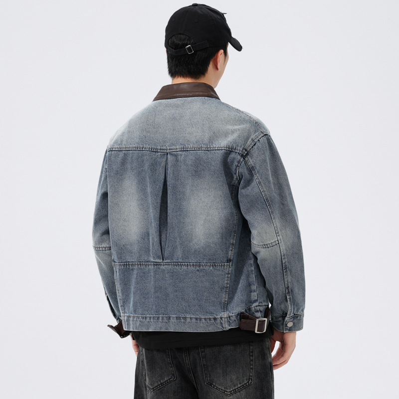 Stand Leather Collar Denim Jac - Coat Rack Standing review and price