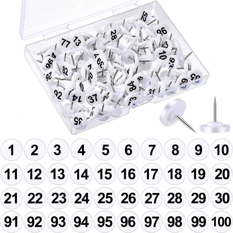 100Pcs Round Numbered Pushpins - Office Furniture Online review and price